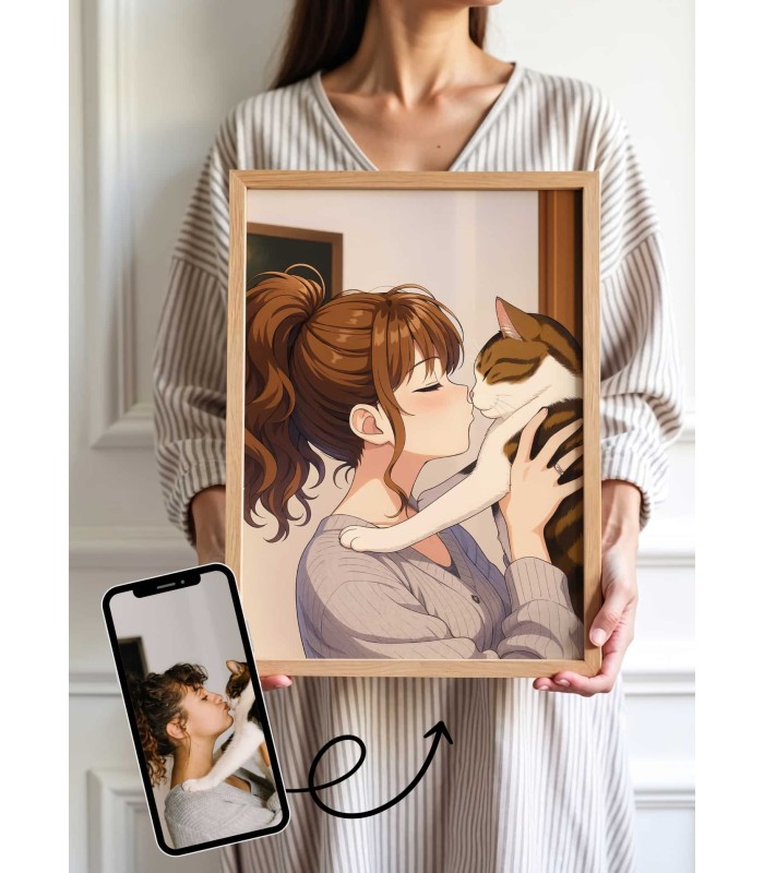 Affiche Manga Personnalisée – Votre photo transformé en personnage manga avec IA┃Animaux | LAFFICHERIE