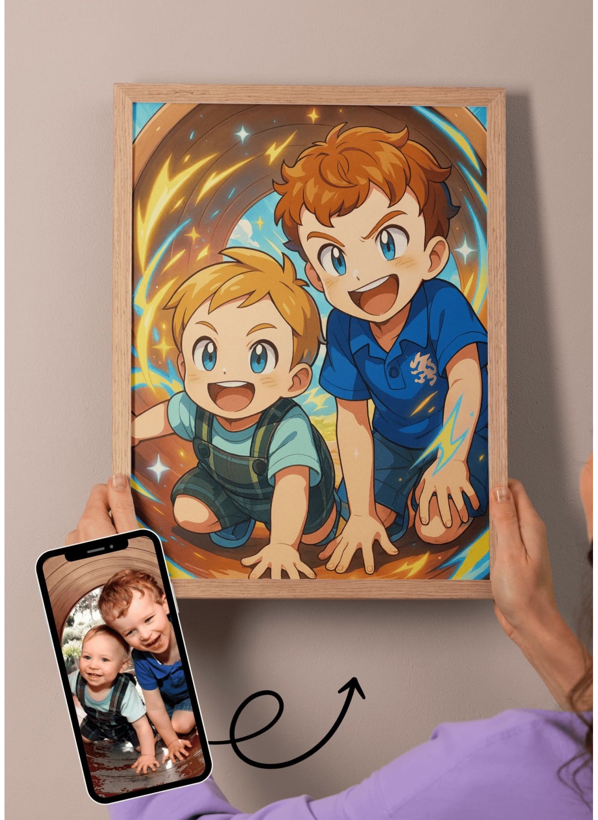 Affiche Manga Personnalisée Frère et soeur  | LAFFICHERIE