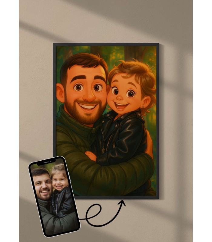 Affiche Style Animation 2 Personnalisée – Portrait magique par IA pour Papa| LAFFICHERIE