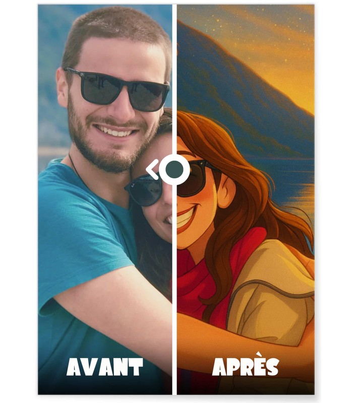 Affiche Style Film d'Animation Personnalisée 2 ┃Couple