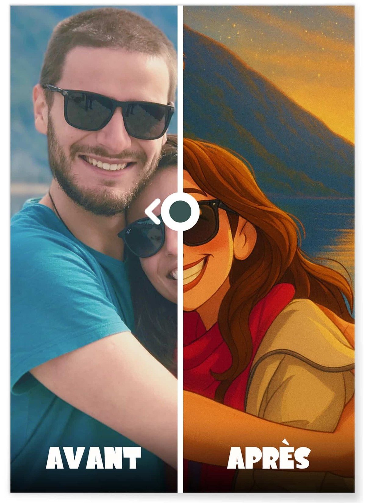 Affiche Style Animation 2 Personnalisée – Portrait magique par IA pour couple| LAFFICHERIE