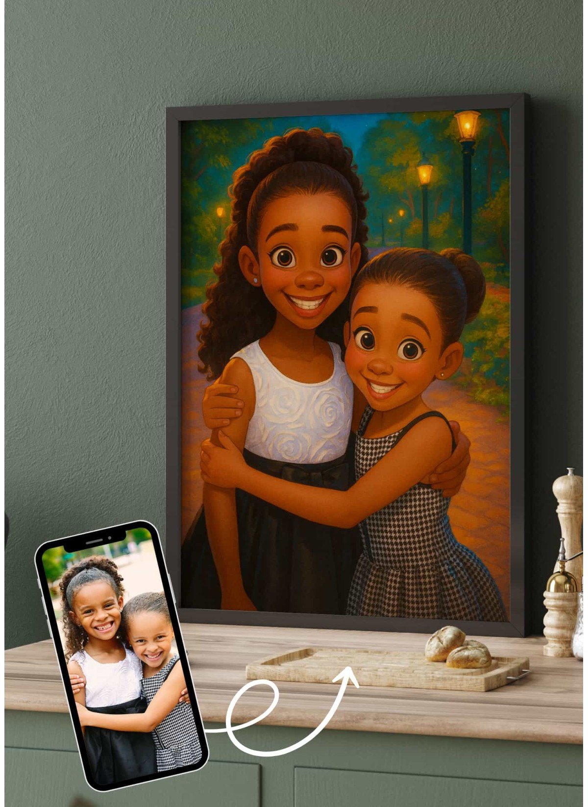 Affiche Style Animation 2 Personnalisée – Portrait magique par IA pour frère et soeur| LAFFICHERIE