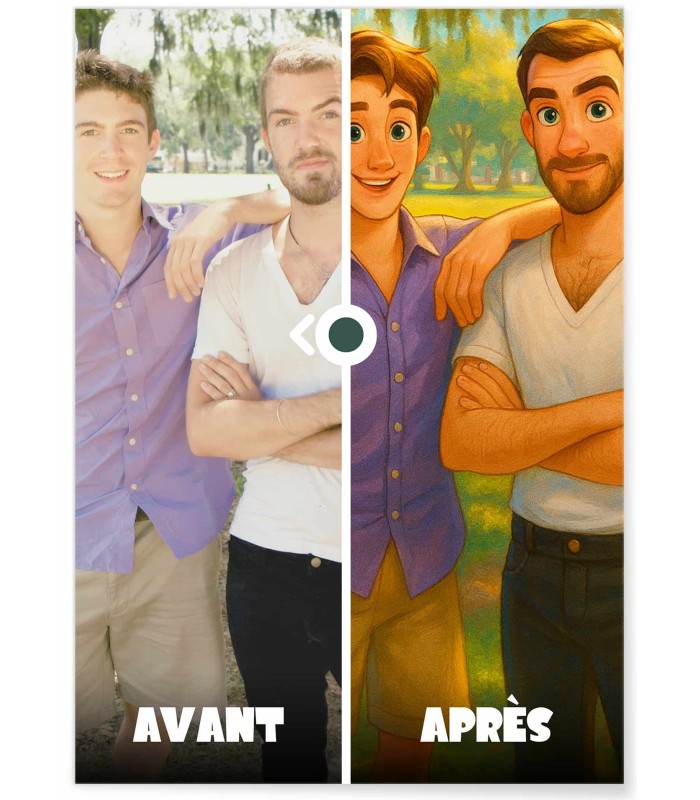 Affiche Style Film d'Animation Personnalisée 2 ┃Frère et soeur