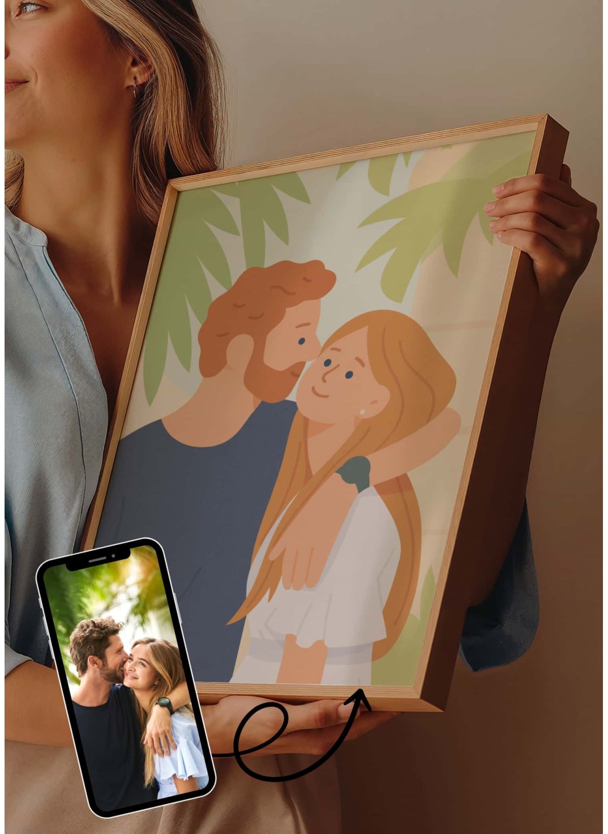 Affiche Illustration minimaliste personnalisée pour couple | L’AFFICHERIE