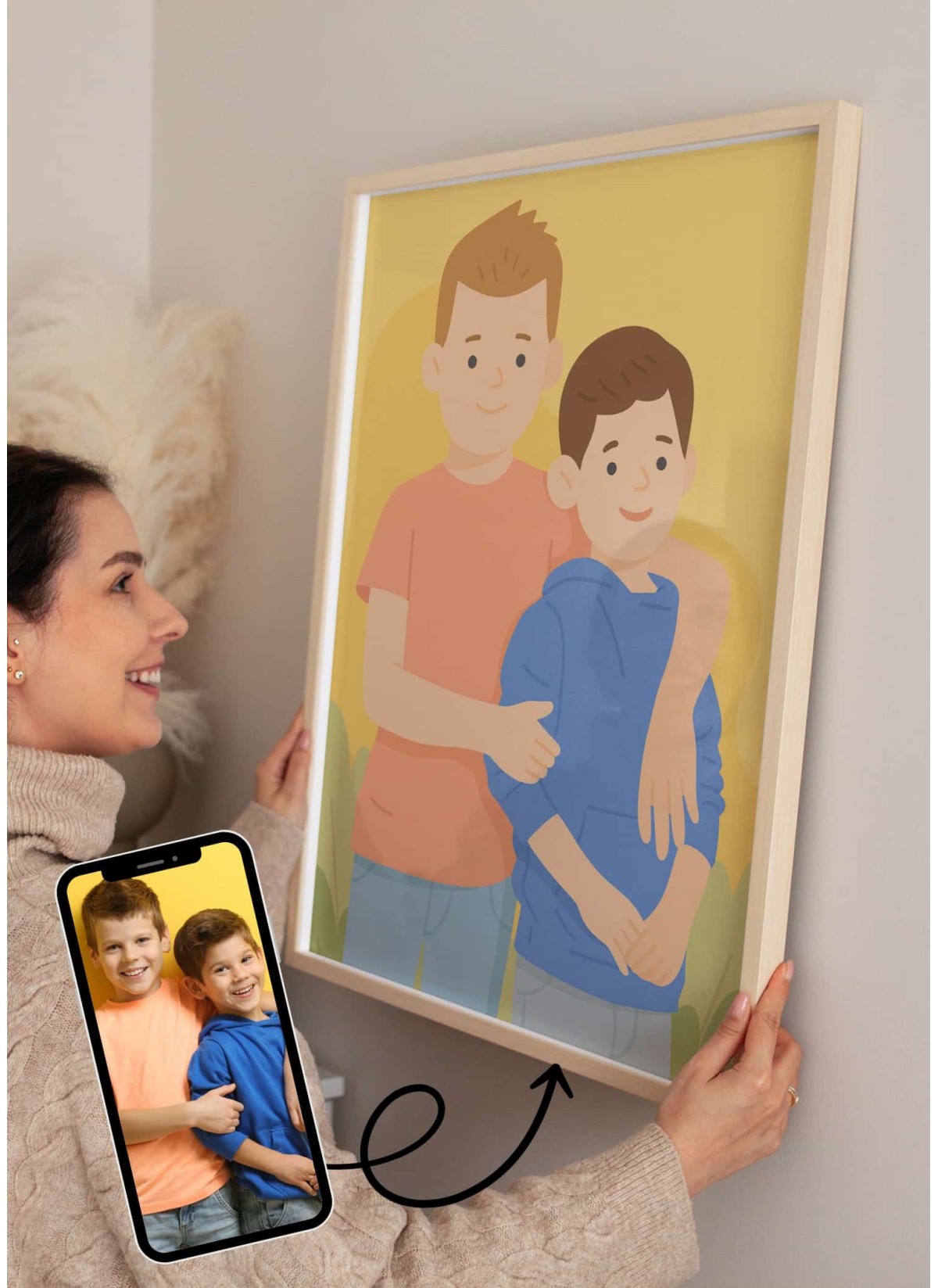 Affiche Illustration minimaliste personnalisée pour frère et soeur | L’AFFICHERIE