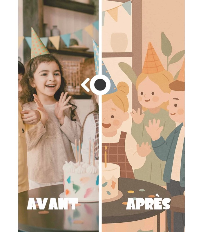 Affiche Personnalisée Illustration minimaliste ┃Frère et soeur