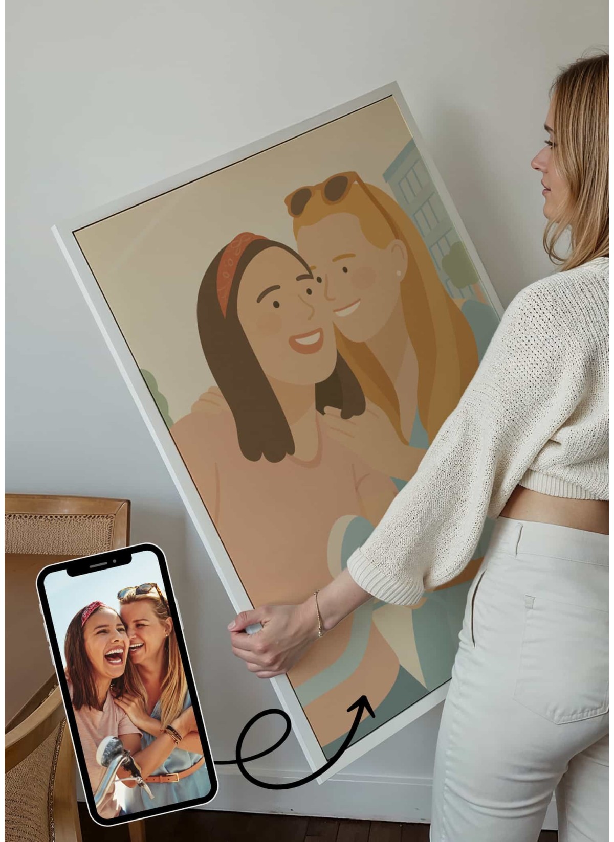 Affiche Illustration minimaliste personnalisée pour amis | L’AFFICHERIE