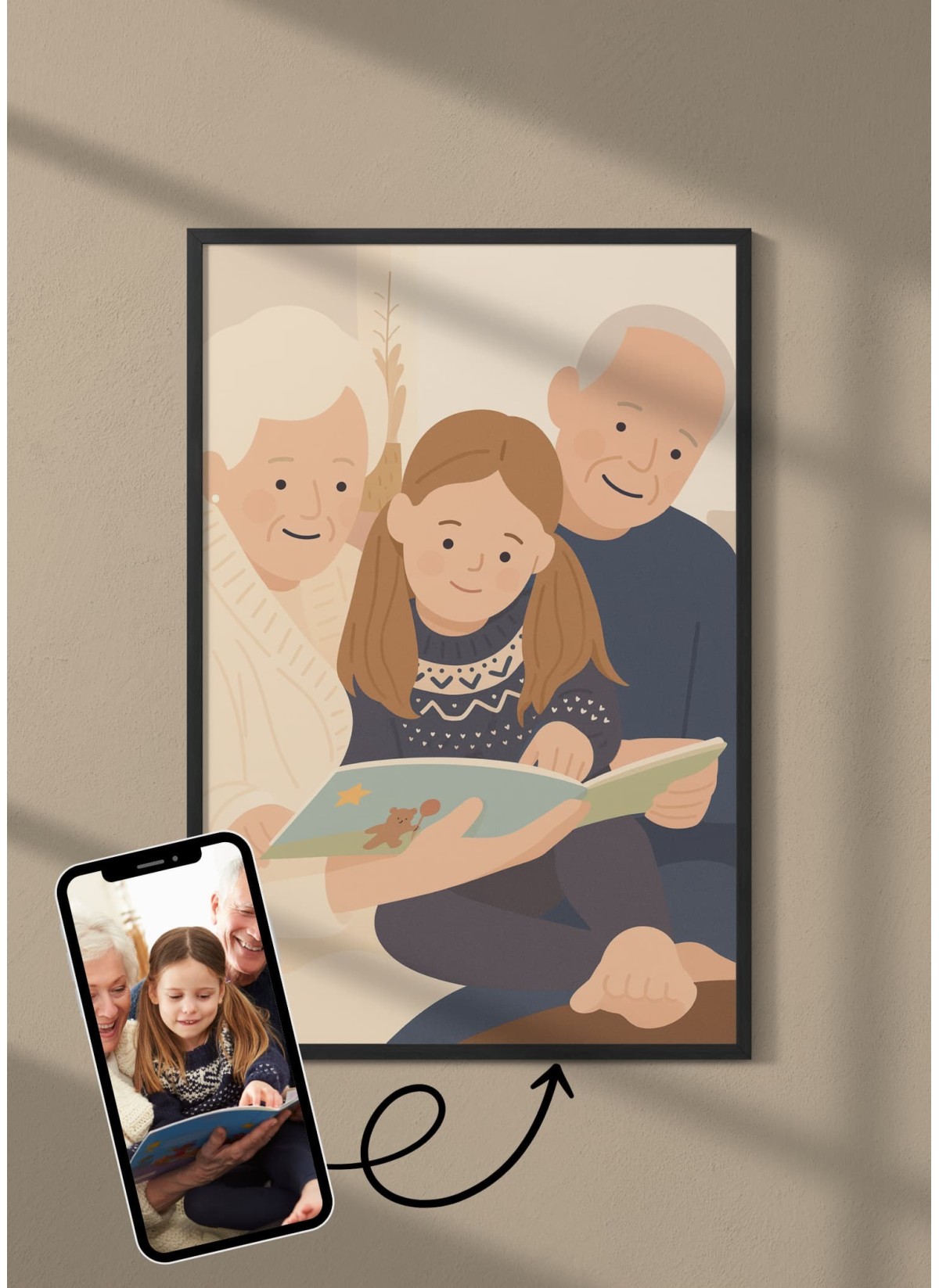 Affiche Illustration minimaliste personnalisée pour grands-parents | L’AFFICHERIE