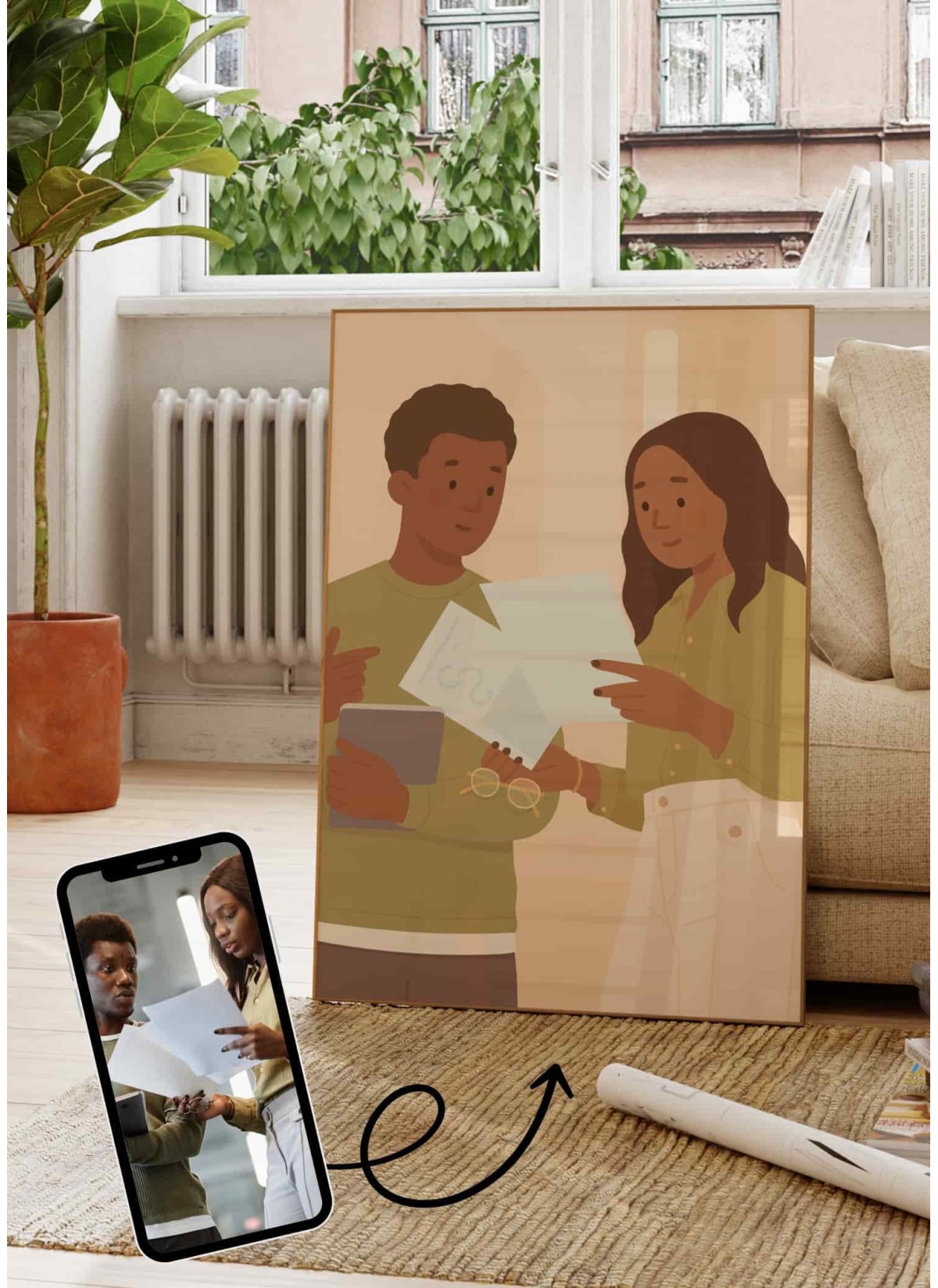 Affiche Illustration minimaliste personnalisée pour collègues | L’AFFICHERIE