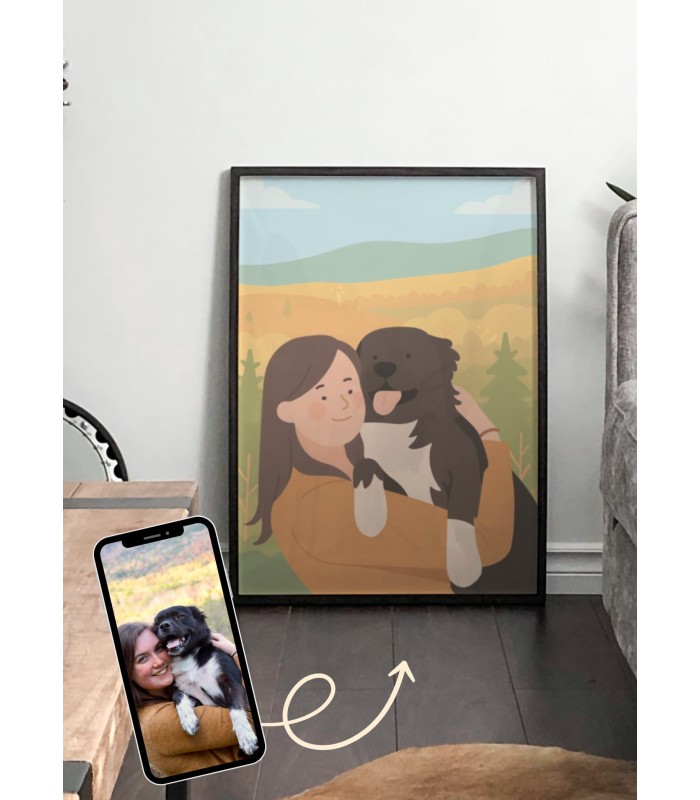 Affiche Illustration minimaliste personnalisée pour animaux | L’AFFICHERIE