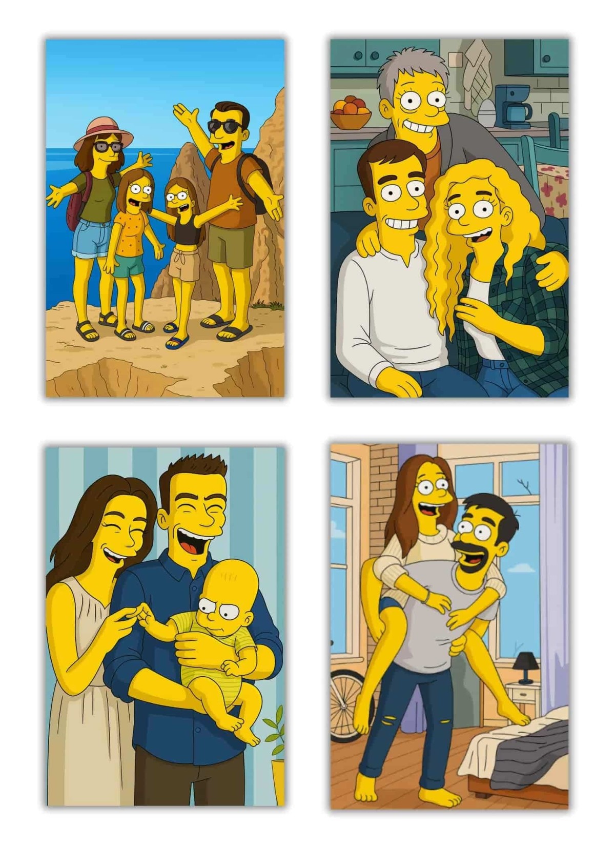 Affiche Cartoon Personnalisée (IA) – Votre portrait en style cartoon jaune pour couple | LAFFICHERIE