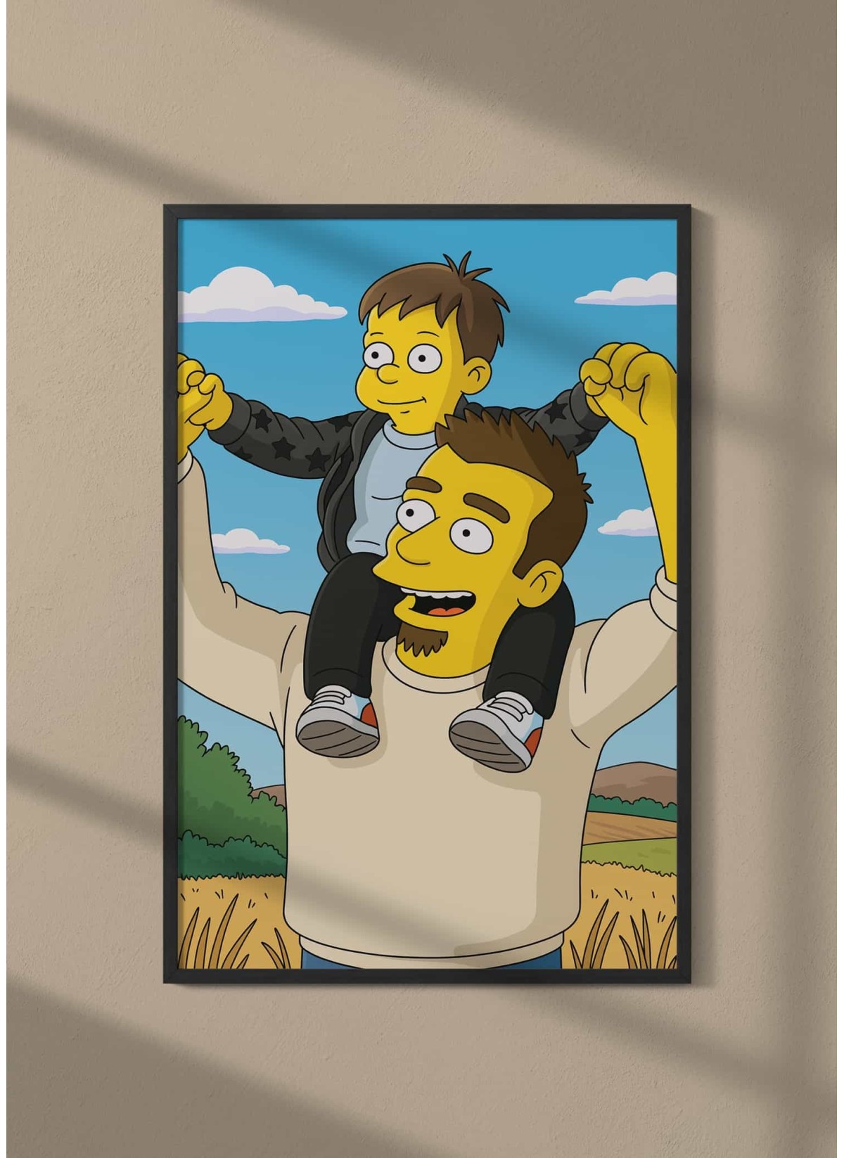 Affiche Cartoon Personnalisée (IA) – Votre portrait en style cartoon jaune pour couple | LAFFICHERIE