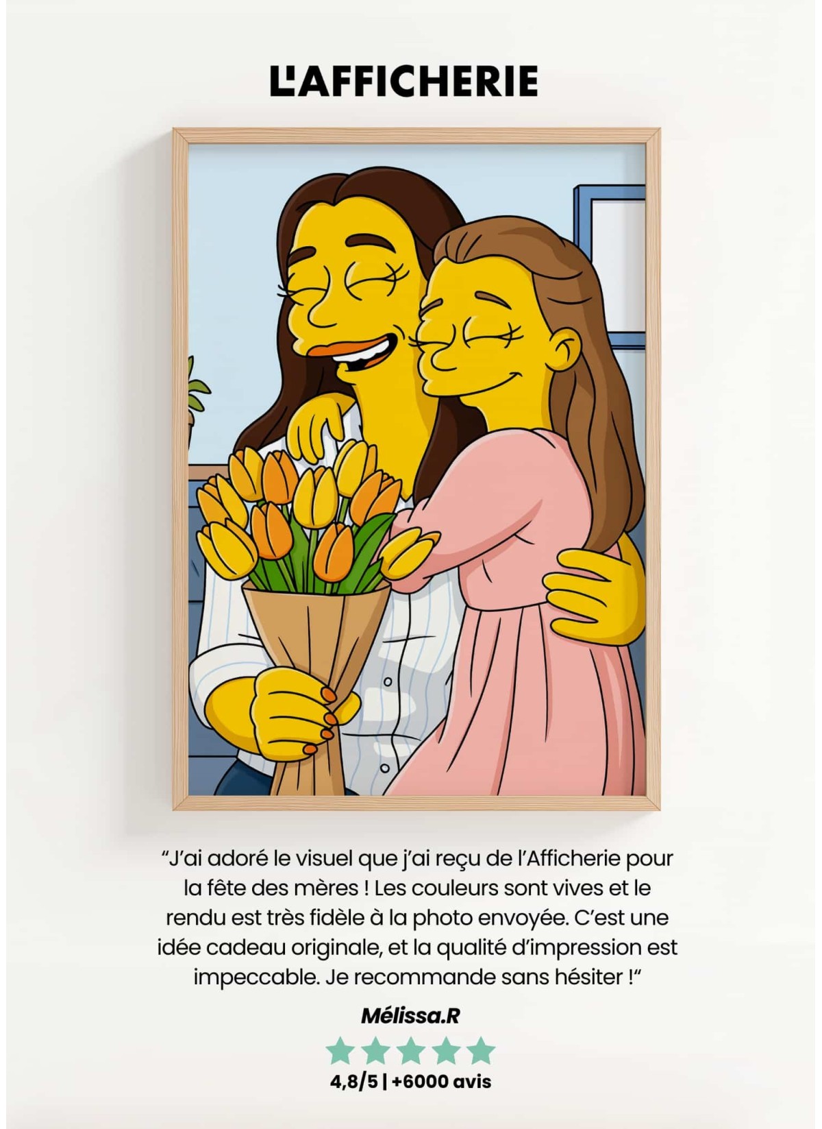 Affiche Cartoon Personnalisée (IA) – Votre portrait en style cartoon jaune pour grands-parents | LAFFICHERIE