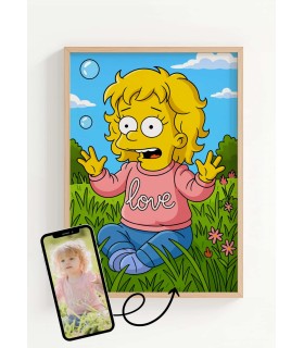 Affiche Cartoon Personnalisée (IA) – Votre portrait en style cartoon jaune pour enfants | LAFFICHERIE