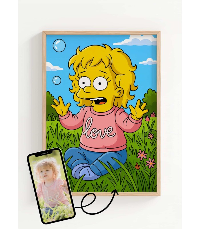 Affiche Cartoon Personnalisée (IA) – Votre portrait en style cartoon jaune pour enfants | LAFFICHERIE