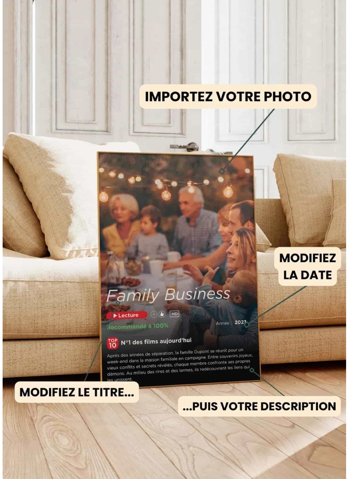 Affiche Netflix personnalisée pour grands-parents | Cadeau original & fun