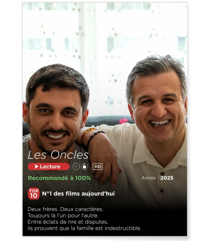 Affiche Netflix personnalisée pour oncle et tante| Cadeau original & fun