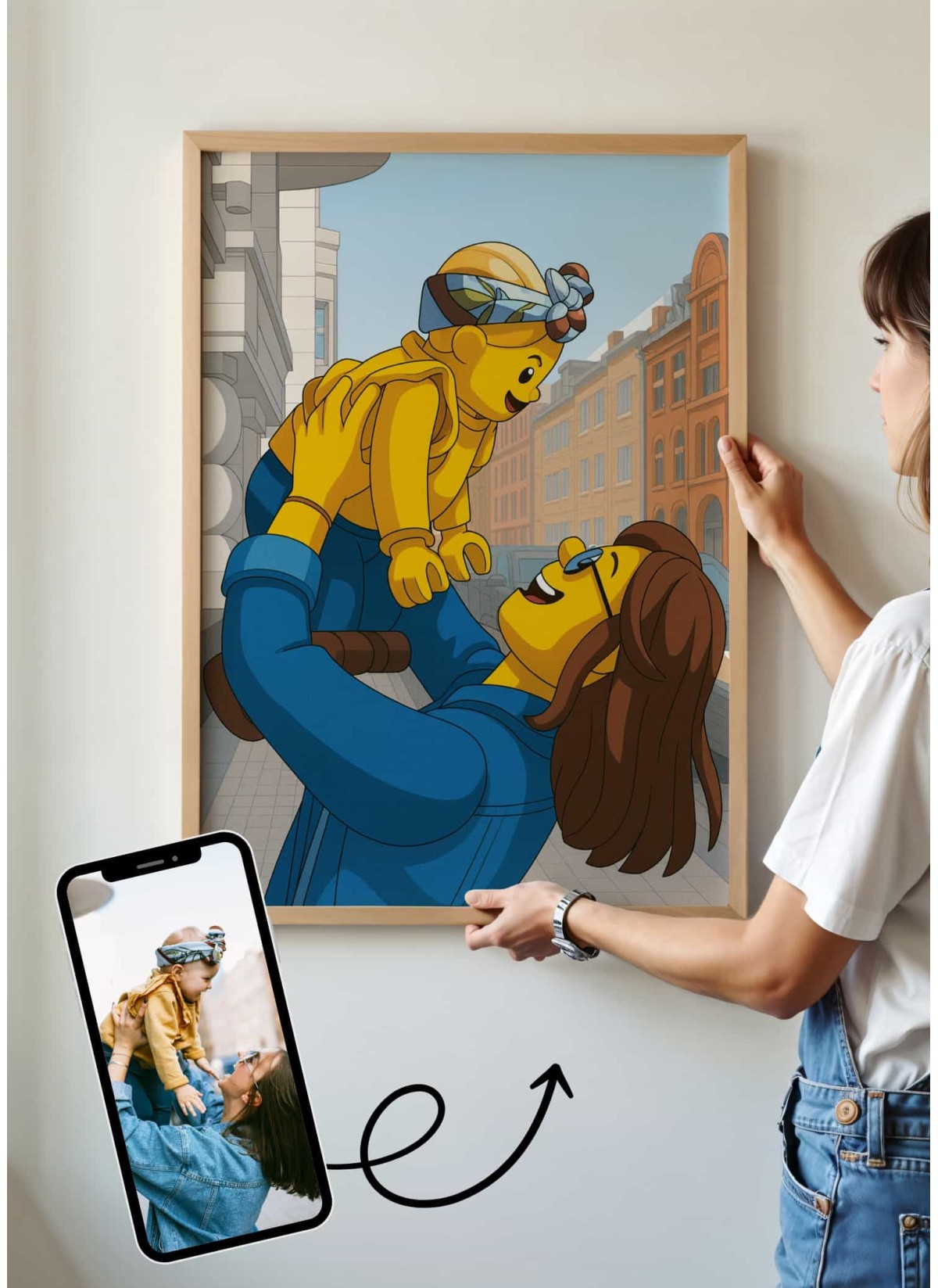 Affiche personnages briques Personnalisée – Portrait style Briques avec IA pour maman | LAFFICHERIE