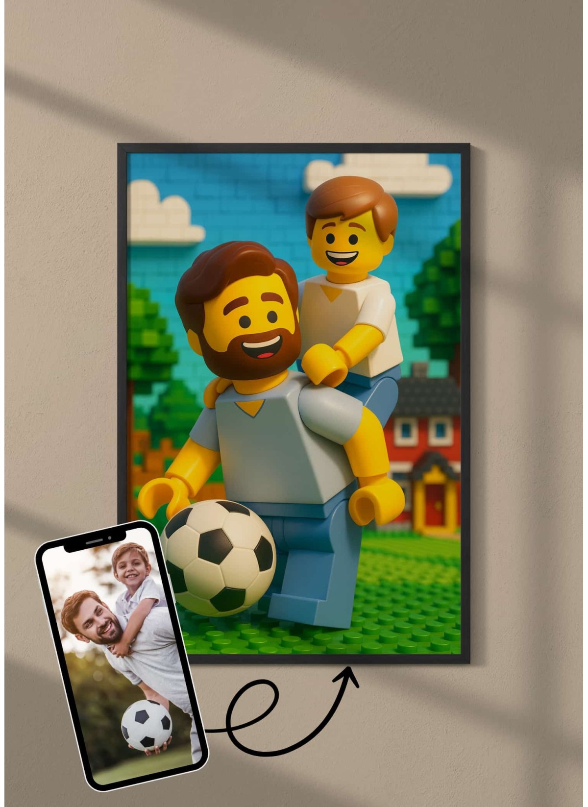 Affiche personnages briques Personnalisée – Portrait style Briques avec IA pour papa | LAFFICHERIE