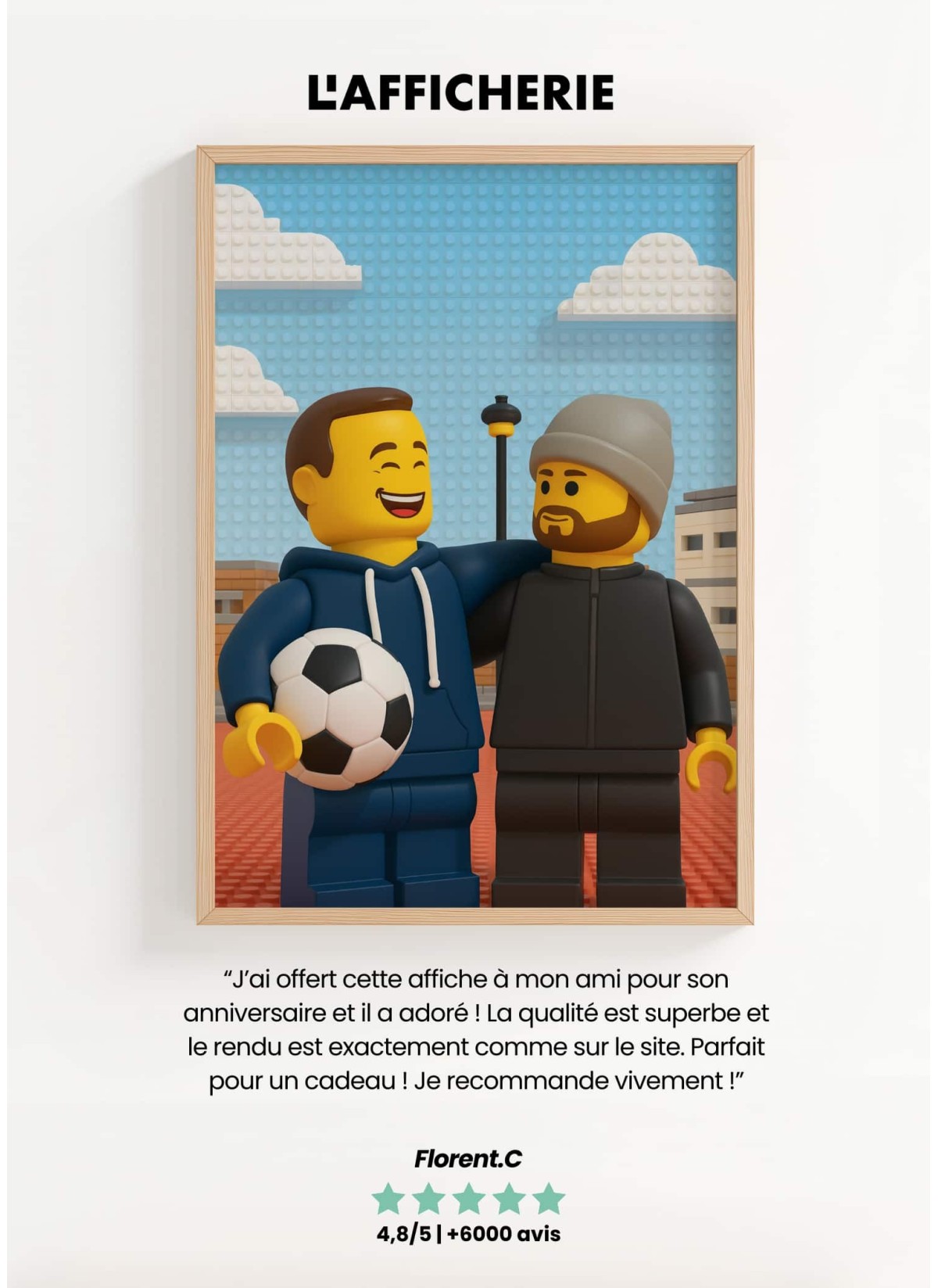 Affiche personnages briques Personnalisée – Portrait style Briques avec IA pour frère et soeur | LAFFICHERIE
