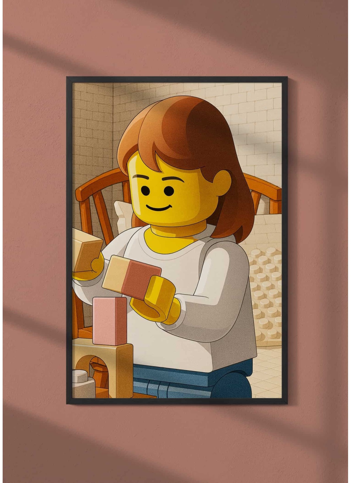 Affiche personnages briques Personnalisée – Portrait style Briques avec IA pour frère et soeur | LAFFICHERIE