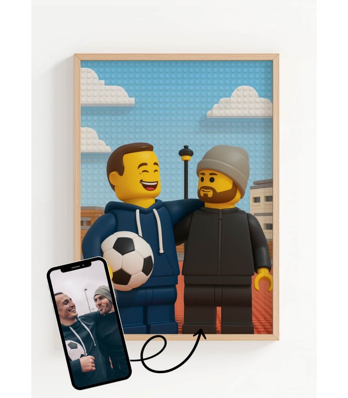 Affiche personnages briques Personnalisée – Portrait style Briques avec IA pour amis | LAFFICHERIE