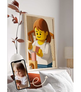 Affiche personnages briques Personnalisée – Portrait style Briques avec IA pour enfants| LAFFICHERIE