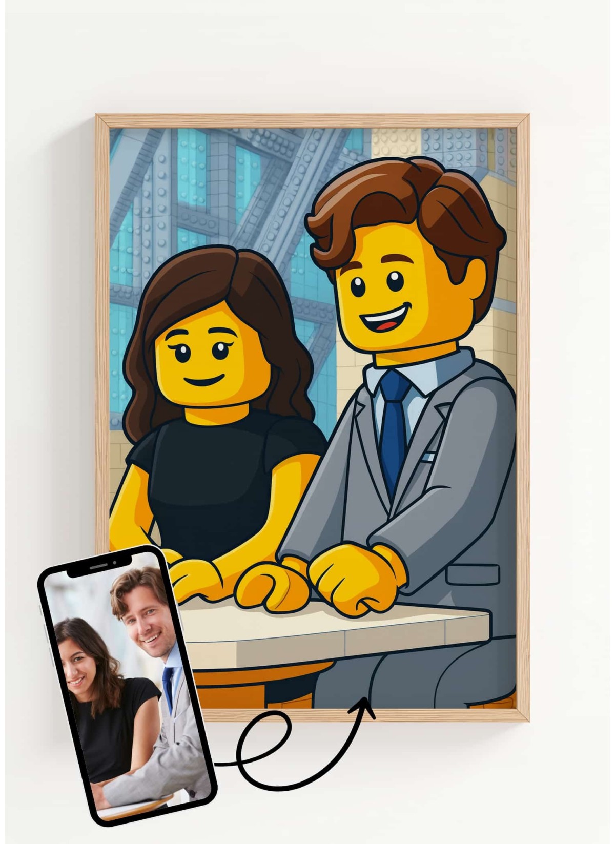 Affiche personnages briques Personnalisée – Portrait style Briques avec IA pour collègues| LAFFICHERIE