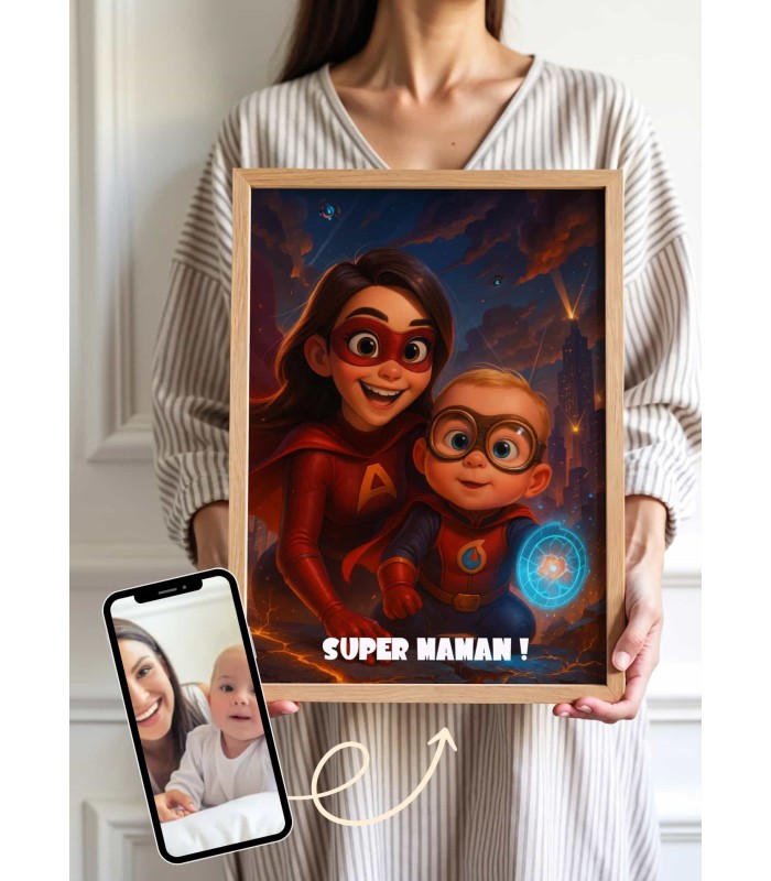 Affiche film super héros personnalisée pour maman | L’AFFICHERIE