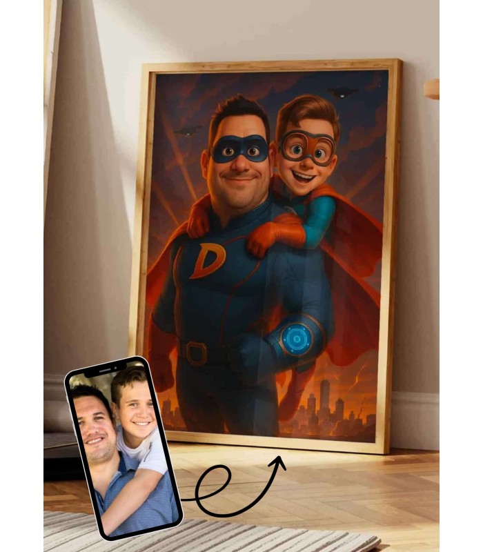Affiche film super héros personnalisée pour papa | L’AFFICHERIE