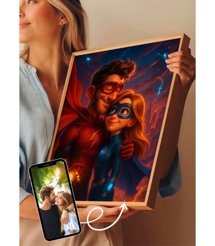 Affiche film super héros personnalisée pour couple | L’AFFICHERIE