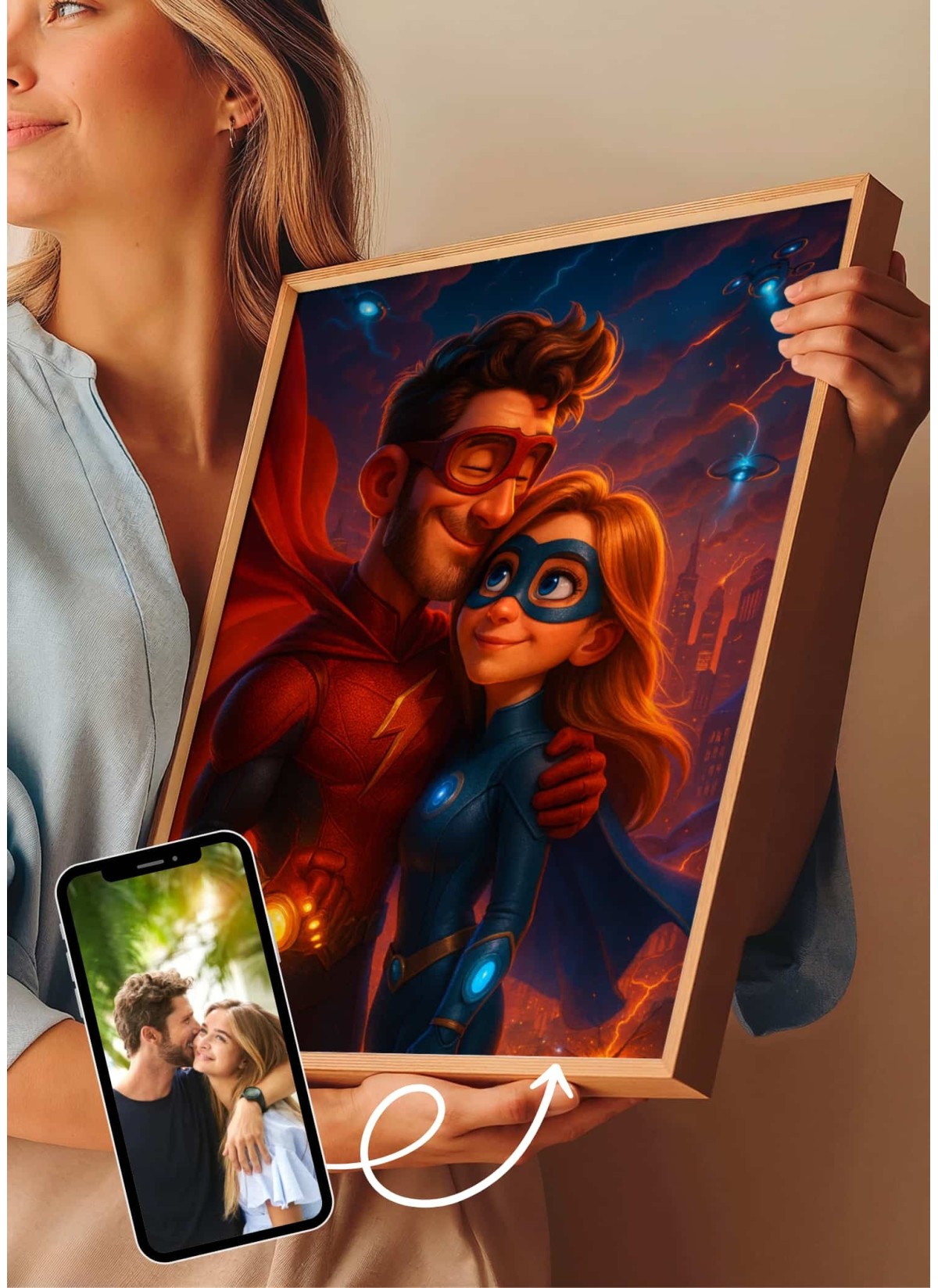 Affiche film super héros personnalisée pour couple | L’AFFICHERIE