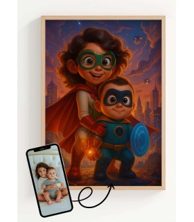 Affiche film super héros personnalisée pour frère et soeur | L’AFFICHERIE
