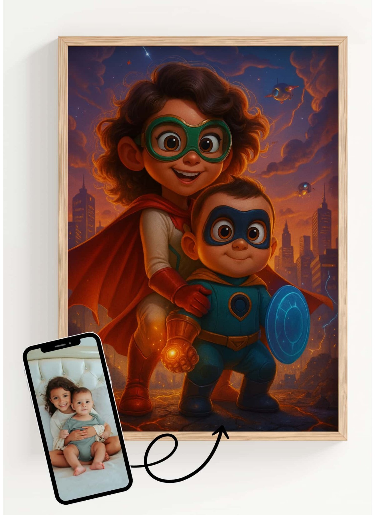 Affiche film super héros personnalisée pour frère et soeur | L’AFFICHERIE