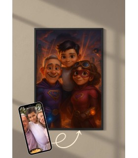 Affiche film super héros personnalisée pour grands-parents | L’AFFICHERIE