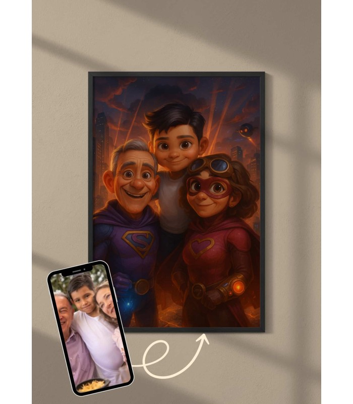 Affiche film super héros personnalisée pour grands-parents | L’AFFICHERIE