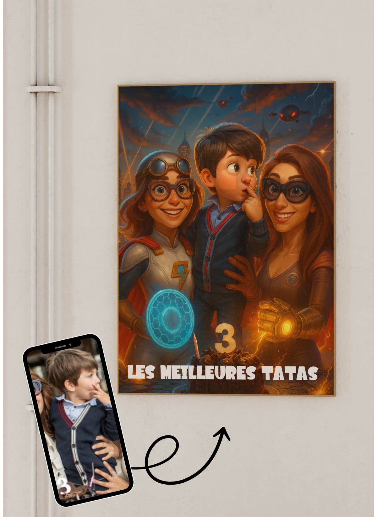 Affiche film super héros personnalisée pour oncle et tante| L’AFFICHERIE