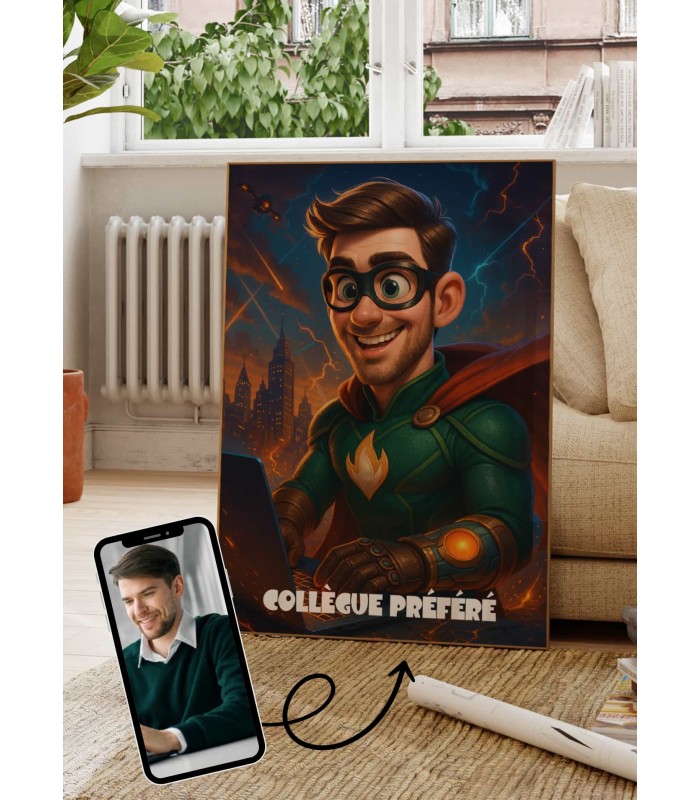 Affiche film super héros personnalisée pour collègues | L’AFFICHERIE