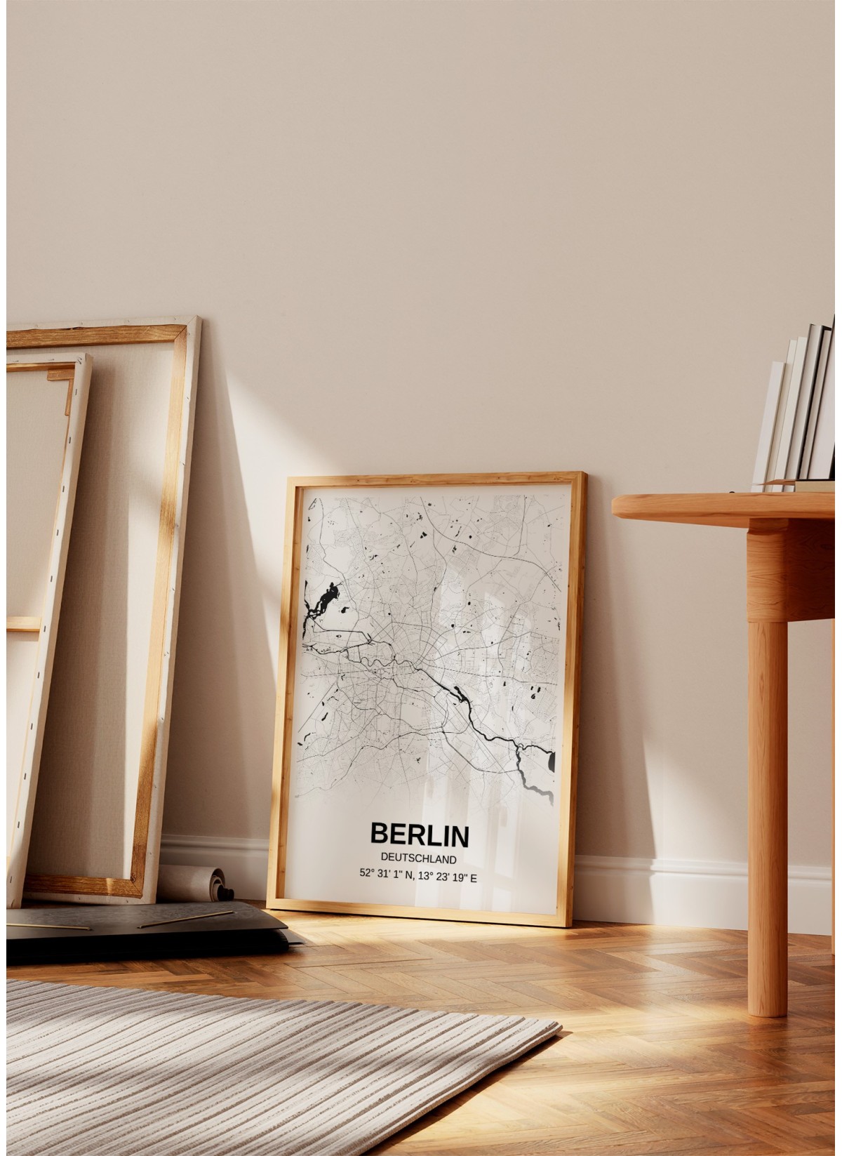 Affiche carte Berlin - rectangle Noir et Blanc