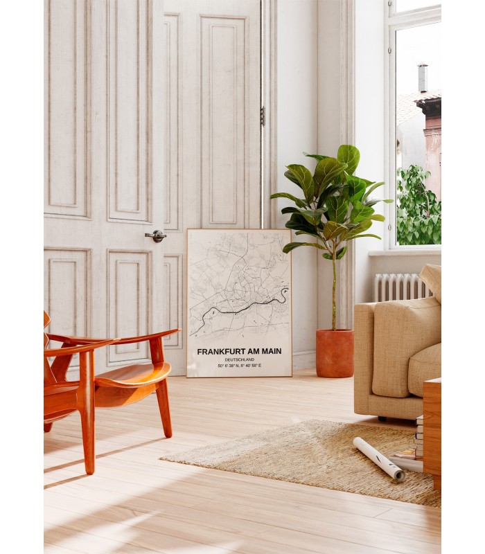 Affiche carte Frankfurt - rectangle Noir et Blanc