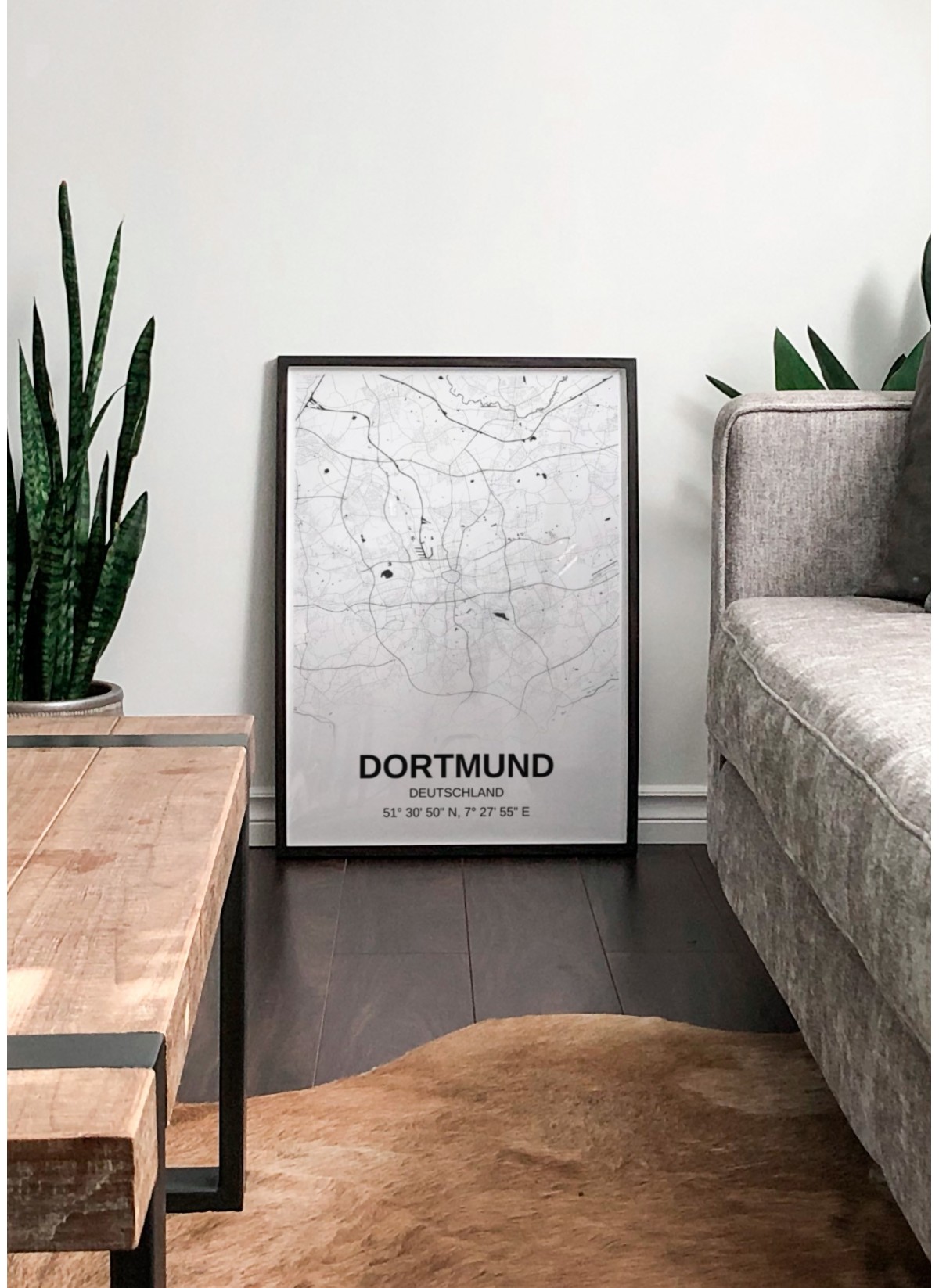 Affiche carte Dortmund - rectangle Noir et Blanc