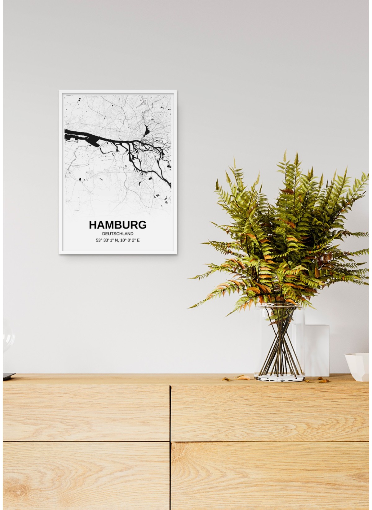 Affiche carte Hamburg - rectangle Noir et Blanc