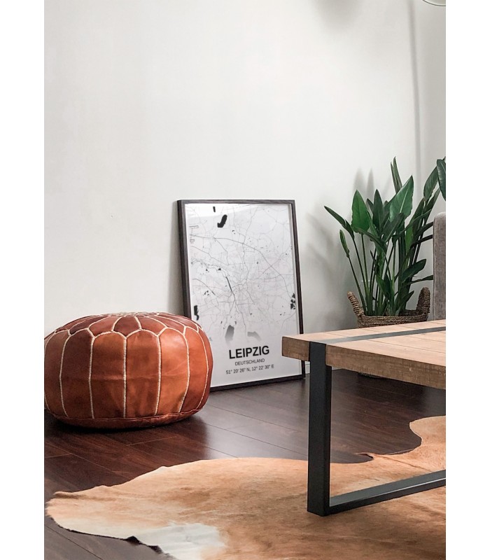 Affiche carte Liepzig - rectangle Noir et Blanc