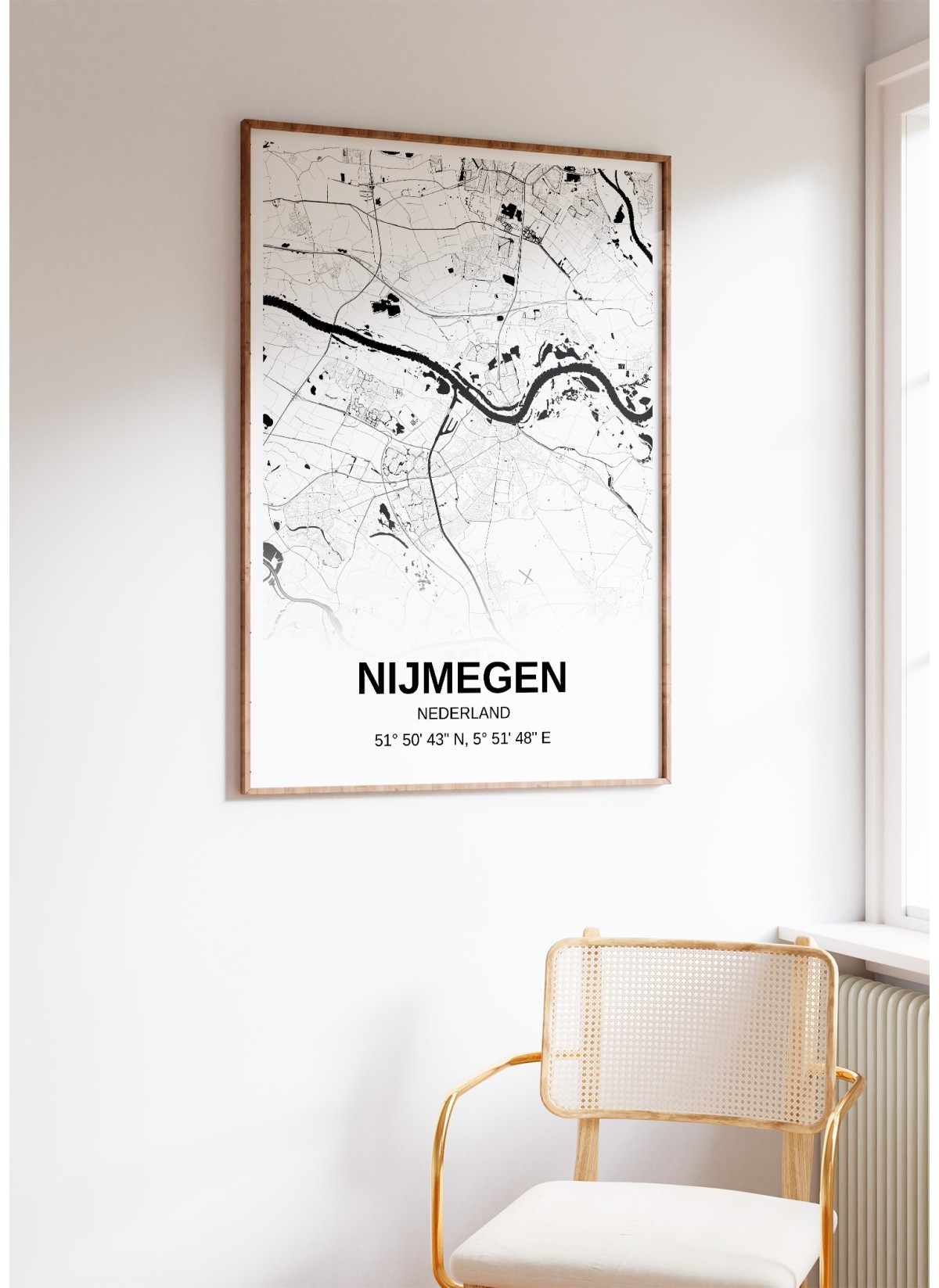 Affiche carte Nijmegen - rectangle Noir et Blanc