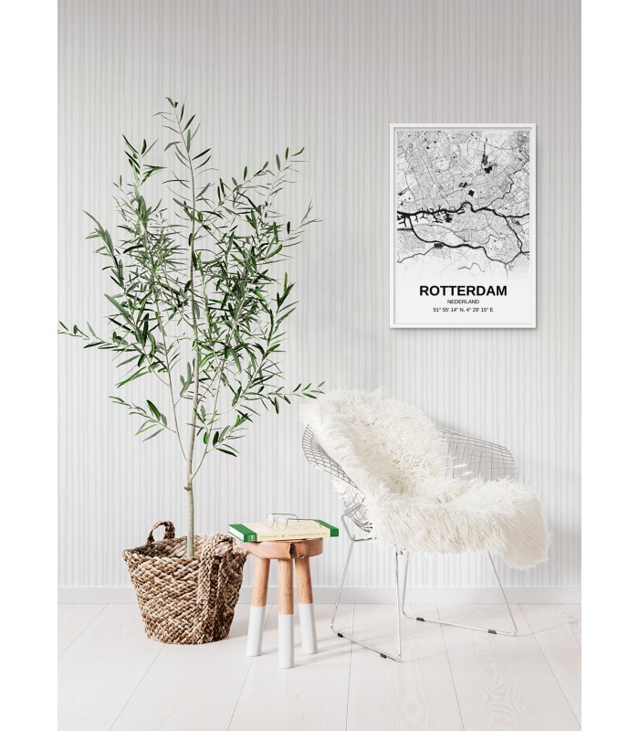 Affiche carte Rotterdam - rectangle Noir et Blanc