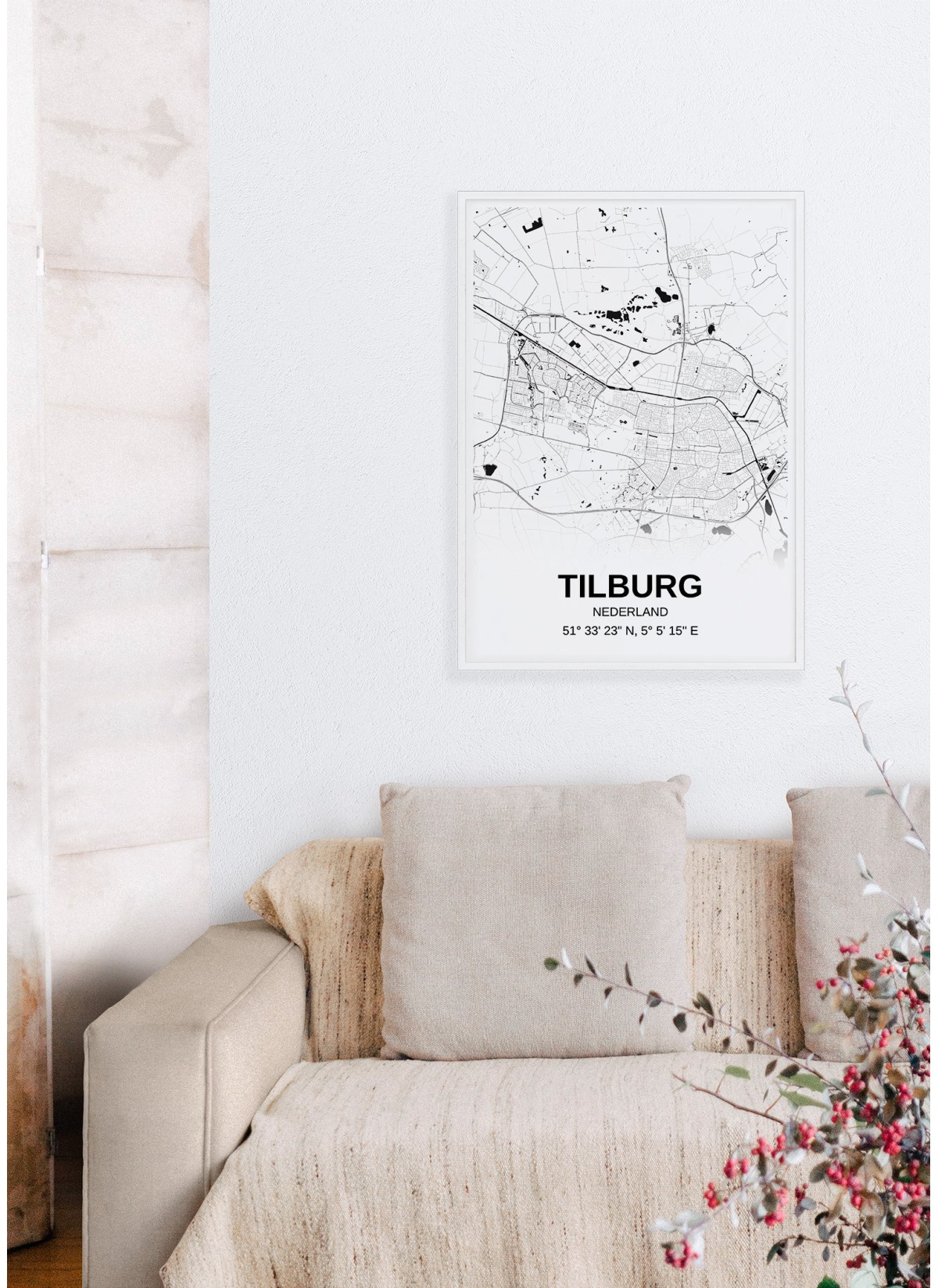 Affiche carte Tilburg - rectangle Noir et Blanc