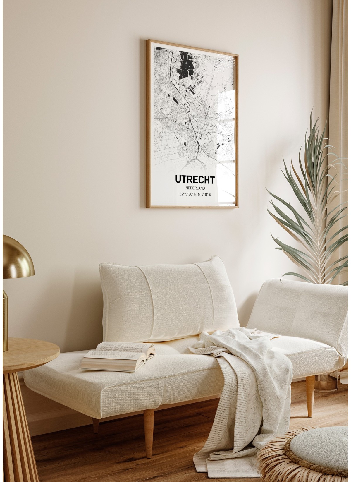 Affiche carte Utrecht - rectangle Noir et Blanc