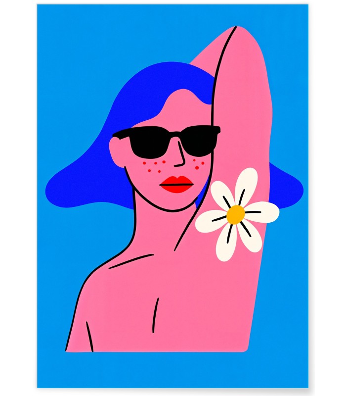 Affiche Femme à la fleur pop