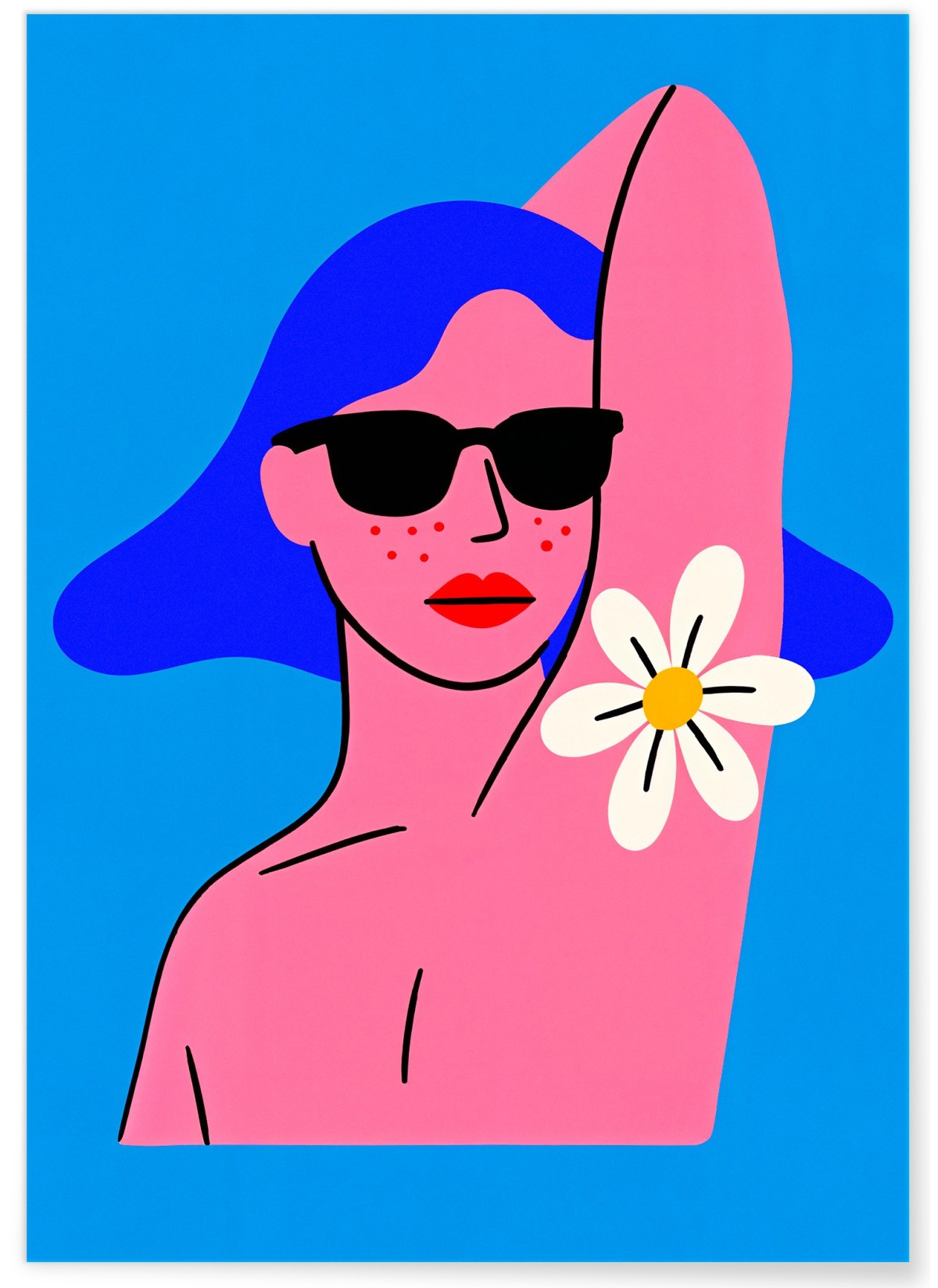 Affiche Femme à la fleur pop