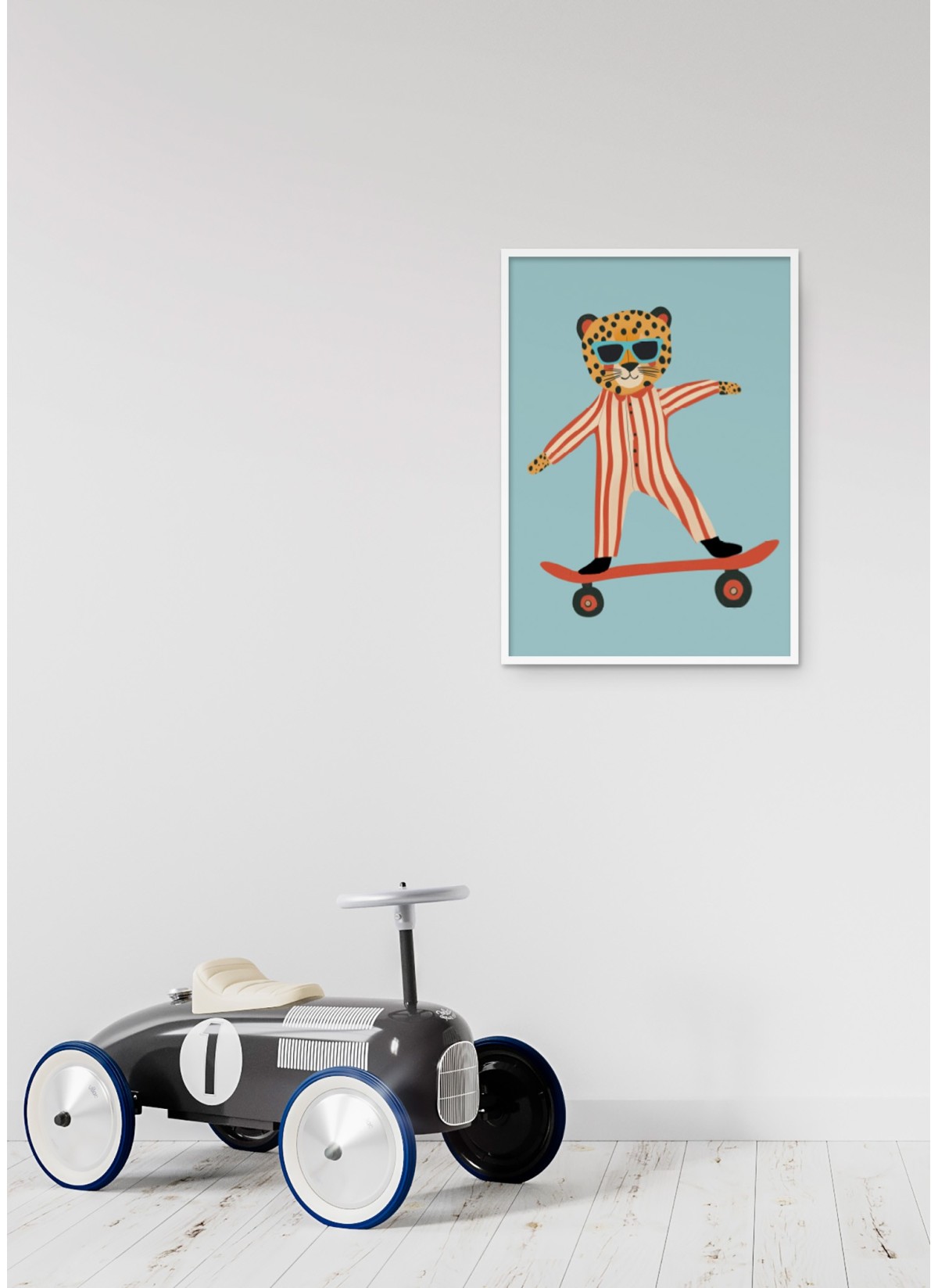 Affiche Guépard sur skateboard